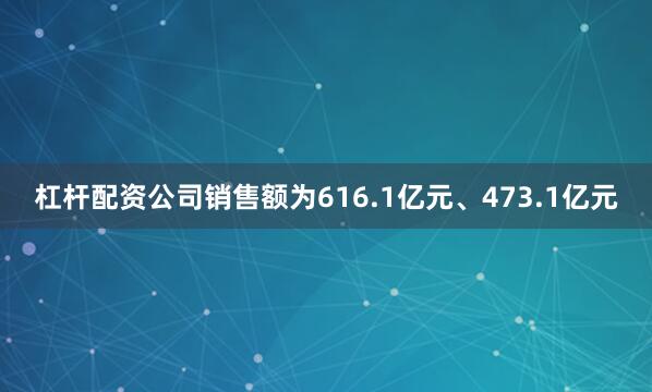 杠杆配资公司销售额为616.1亿元、473.1亿元
